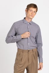 Camicia con collo francese in puro cotone con fantasia sui toni del blu e del beige - Collezione UOMO | Giemme BrandsCorporate