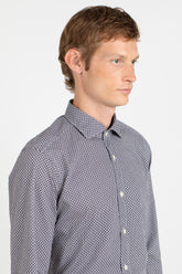 Blue and beige pattern pure cotton shirt with french collar - Blue | Giemme BrandsCorporate