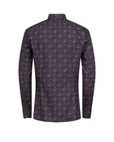 Camicia slim fit con collo francese in puro cotone con stampa liberty marrone - Marrone | Giemme BrandsCorporate