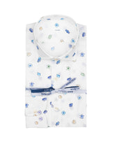 Camicia regular fit con collo francese in puro cotone bianco con fantasia floreale - Caliban uomo | Giemme BrandsCorporate