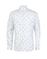 Camicia regular fit con collo francese in puro cotone bianco con fantasia floreale - Caliban uomo | Giemme BrandsCorporate