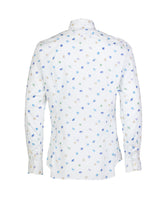 Regular-Fit-Hemd mit französischem Kragen aus weißer reiner Baumwolle mit Blumenmuster - Hellblau | Giemme BrandsCorporate
