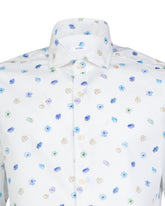 Regular-Fit-Hemd mit französischem Kragen aus weißer reiner Baumwolle mit Blumenmuster - Hellblau | Giemme BrandsCorporate
