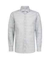 Camicia regular fit con collo francese in puro cotone con micro fantasia foliage sui toni del grigio - Grigio | Giemme BrandsCorporate