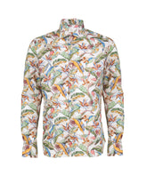 Camicia slim fit con collo francese in puro cotone con stampa floreale - Verde | Giemme BrandsCorporate