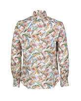 Camicia slim fit con collo francese in puro cotone con stampa floreale - Verde | Giemme BrandsCorporate
