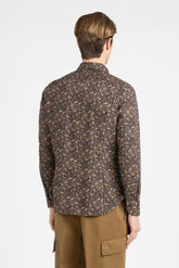 Brown floral pattern pure cotton shirt with french collar - Brown | Giemme BrandsCorporate