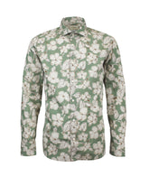 Slim Fit Hemd mit französischem Kragen aus reinem Baumwolle mit exklusivem Blumenmuster in Grüntönen - Grün | Giemme BrandsCorporate