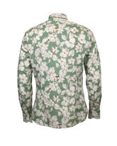 Slim Fit Hemd mit französischem Kragen aus reinem Baumwolle mit exklusivem Blumenmuster in Grüntönen - Grün | Giemme BrandsCorporate