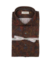Slim-Fit-Hemd mit französischem Kragen aus reiner Baumwolle mit Print in Bordeaux-Tönen - Tintoria Mattei | Giemme BrandsCorporate