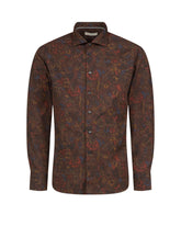 Slim fit shirt with french collar in pure cotton with an exclusive burgundy print - Man collection | Giemme BrandsCorporate