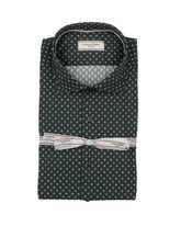 Slim-Fit-Hemd mit französischem Kragen aus reiner Baumwolle mit grünem geometrischem Print - Tintoria Mattei | Giemme BrandsCorporate