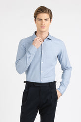 Light blue cotton and cashmere Vaiella shirt with french collar - Man collection | Giemme BrandsCorporate