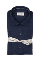 Camicia con collo francese in Vaiella di cotone e cashmere blu - Collezione UOMO | Giemme BrandsCorporate