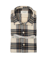 Regular fit shirt with french collar in cotton and cashmere with blue and beige checks - Man collection | Giemme BrandsCorporate