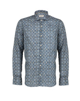 Camicia regular fit con collo francese in puro cotone con fantasia sui toni dell'avio - Tintoria Mattei | Giemme BrandsCorporate