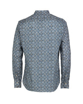 Regular fit shirt with French collar in pure cotton with a pattern in shades of sky blue - Light blue | Giemme BrandsCorporate