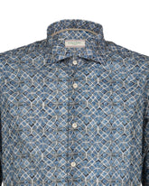 Regular fit shirt with French collar in pure cotton with a pattern in shades of sky blue - Light blue | Giemme BrandsCorporate