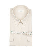 Camicia regular fit con collo italiano in puro cotone color corda - Tintoria Mattei | Giemme BrandsCorporate