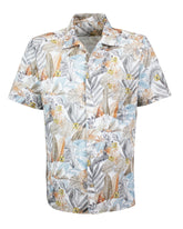 Regular fit short sleeve shirt with bowling collar in pure cotton with beige foliage print - New in Caliban Man | Giemme BrandsCorporate