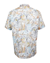 Regular fit short sleeve shirt with bowling collar in pure cotton with beige foliage print - New in Caliban Man | Giemme BrandsCorporate