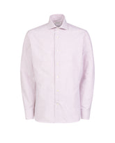 Camicia regular fit con collo francese in puro cotone bianco a righe bordeaux - Guglielminotti | Giemme BrandsCorporate