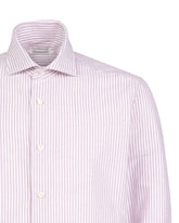 Camicia regular fit con collo francese in puro cotone bianco a righe bordeaux - Bordeaux | Giemme BrandsCorporate