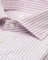 Camicia regular fit con collo francese in puro cotone bianco a righe bordeaux - Bordeaux | Giemme BrandsCorporate