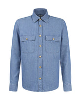 Camicia regular fit con collo italiano in denim di puro cotone - New in Uomo | Giemme BrandsCorporate