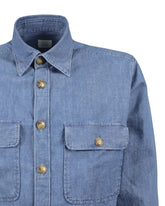 Regular fit shirt with Italian collar in pure cotton denim - Denim | Giemme BrandsCorporate