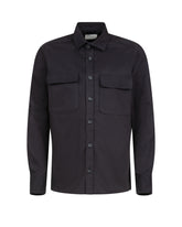 Camicia regular fit con collo italiano in twill di cotone elasticizzato blu - Tintoria Mattei | Giemme BrandsCorporate