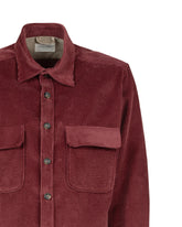 Regular fit shirt with italian collar in pure burgundy cotton corduroy - Burgundy | Giemme BrandsCorporate