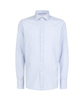 Regular-Fit-Hemd mit französischem Kragen aus reinem weißen Baumwollstoff mit hellblauen Streifen - Herren Elegante Hemden | Giemme BrandsCorporate