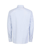 Camicia regular fit con collo francese in puro cotone bianco a righe azzurre - Azzurro | Giemme BrandsCorporate