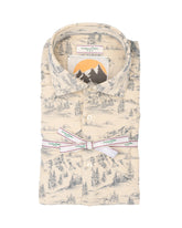 Camicia regular fit con collo francese in vellutino di puro cotone con esclusiva stampa sui toni del blu - Tintoria Mattei | Giemme BrandsCorporate