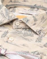 Camicia regular fit con collo francese in vellutino di puro cotone con esclusiva stampa sui toni del blu - Azzurro | Giemme BrandsCorporate