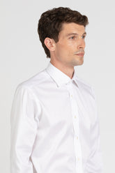 White Wash and Wear twill cotton shirt with french collar - White | Giemme BrandsCorporate