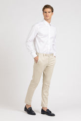 White Wash and Wear twill cotton shirt with italian collar - White | Giemme BrandsCorporate