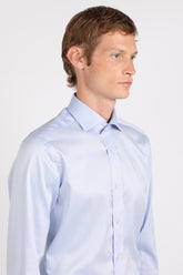 Light blue Wash and Wear twill cotton shirt with french collar - Light blue | Giemme BrandsCorporate