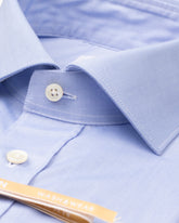 Camicia Wash and Wear regular fit con collo francese in popeline di cotone azzurro - Azzurro | Giemme BrandsCorporate