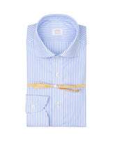 Camicia Wash and Wear regular fit con collo francese in cotone bianco a righe azzurre - Caliban uomo - New in | Giemme BrandsCorporate