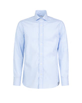 Camicia Wash and Wear regular fit con collo francese in cotone bianco a righe azzurre - Caliban uomo - New in | Giemme BrandsCorporate