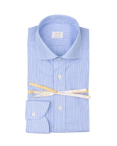 Camicia Wash and Wear regular fit con collo francese in cotone mille righe bianco e azzurro - Caliban uomo - New in | Giemme BrandsCorporate