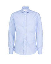 Camicia Wash and Wear regular fit con collo francese in cotone mille righe bianco e azzurro - Caliban uomo - New in | Giemme BrandsCorporate