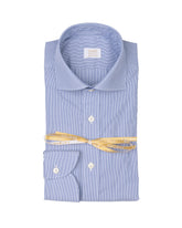 Camicia Wash and Wear regular fit con collo francese in cotone mille righe bianco e blu - Caliban uomo - New in | Giemme BrandsCorporate