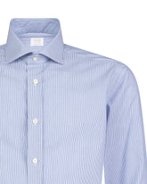 Camicia Wash and Wear regular fit con collo francese in cotone mille righe bianco e blu - Blu | Giemme BrandsCorporate