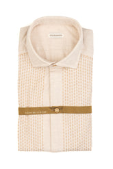 Beige pure cotton flannel shirt with french collar and plastron - Man collection | Giemme BrandsCorporate