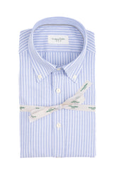 Camicia button down in puro cotone Oxford a righe bianche e azzurre - Collezione UOMO | Giemme BrandsCorporate