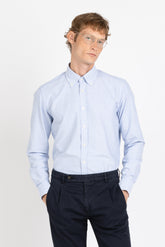 Camicia button down in puro cotone Oxford a righe bianche e azzurre - Collezione UOMO | Giemme BrandsCorporate