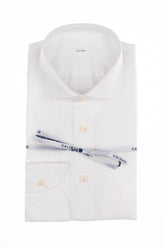 Camicia con collo francese in twill di puro cotone bianco - Caliban Uomo | Giemme BrandsCorporate